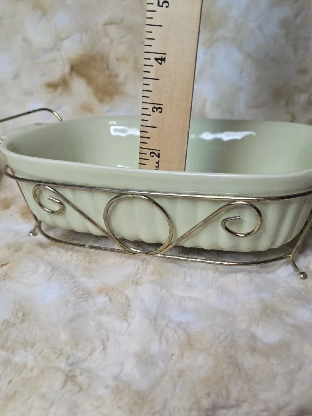 VTG 1983 Pfaltzgraff FTDA Celery Green 32 oz Casserole Baking Dish w/Metal Rack